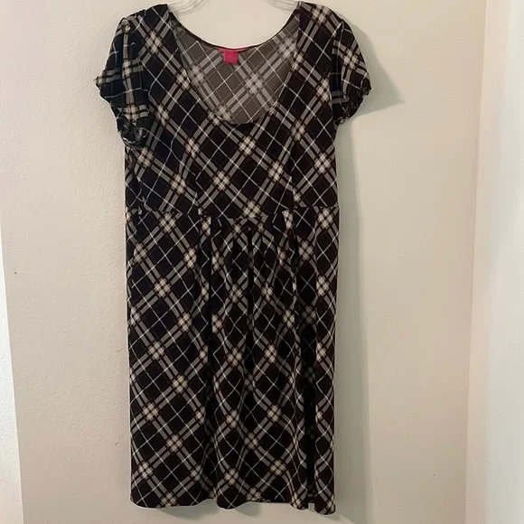 green emerald velvet dress Chic Plaid Pattern Empire Waist Babydoll Dress – ModeShe main image 1